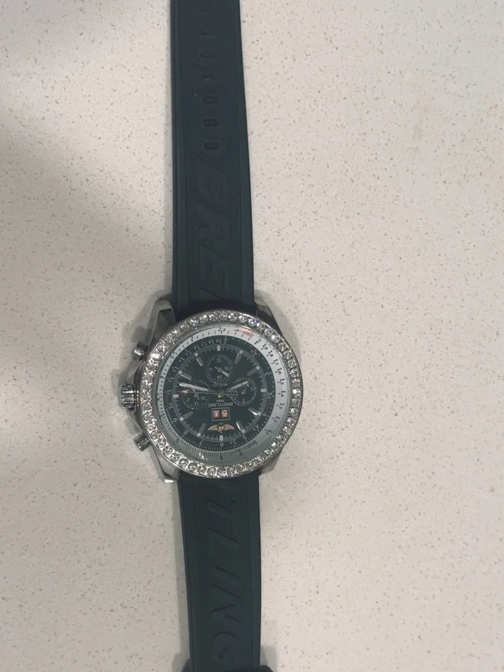 Breitling for Bentley A25362 Black Dial Chronograph Watch with Crystal Bezel